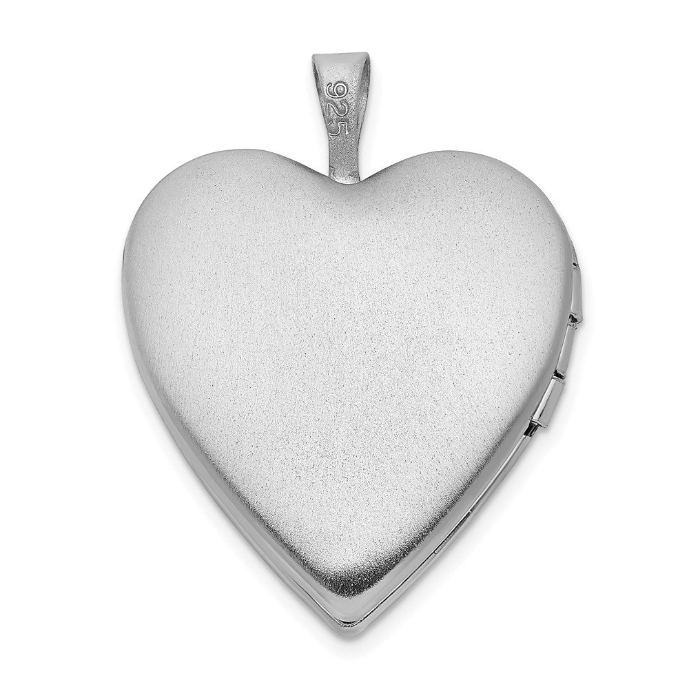 Sterlingsilber Rhodiniert Poliert & Satiniert Kreuz Herz Medaillon