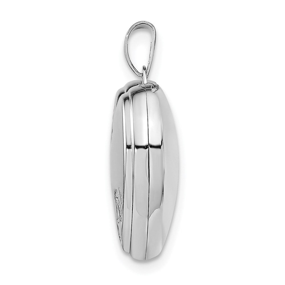 Sterlingsilber Rhodiniert Strukturiert 18mm Blumen Herz Medaillon