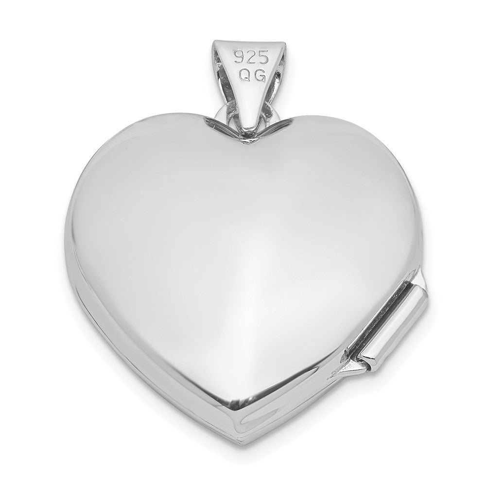 Sterlingsilber Rhodiniert Strukturiert 18mm Blumen Herz Medaillon