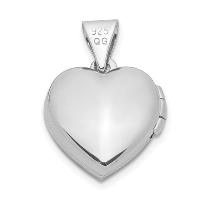 Sterlingsilber Rhodiniert 13mm Herz Medaillon