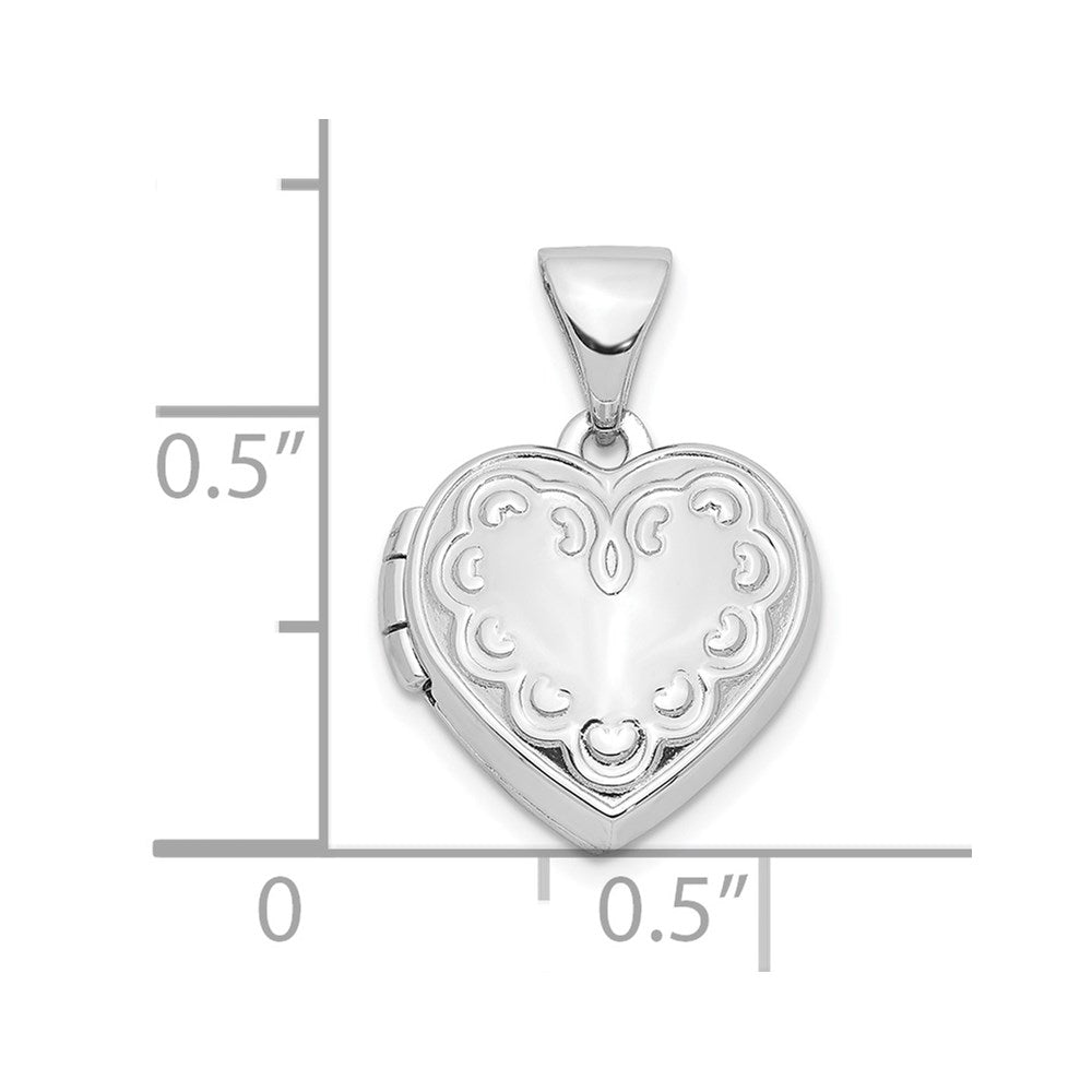 Sterlingsilber Rhodiniert 13mm Herz Medaillon