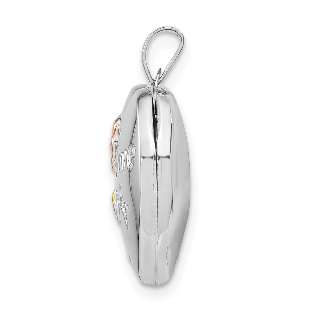 Sterlingsilber Diamant Herz-Medaillon Anhänger 19mm rosé- & gelbrhodiniert