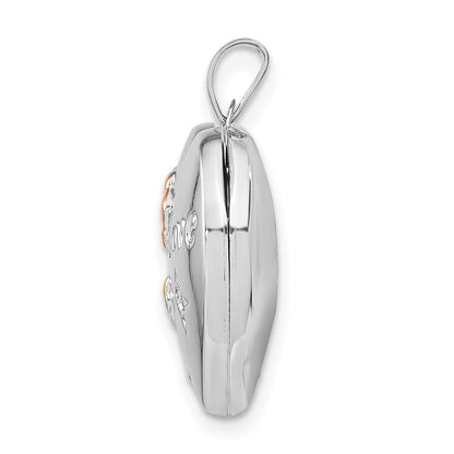 Sterlingsilber Diamant Herz-Medaillon Anhänger 19mm rosé- & gelbrhodiniert
