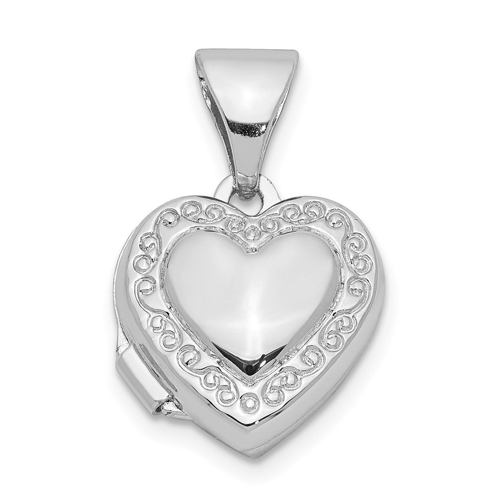 Sterlingsilber Rhodiniert 10mm Herz Medaillon