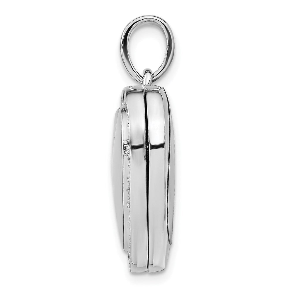 Sterlingsilber Rhodiniert Zirkonia 23mm Herz Medaillon