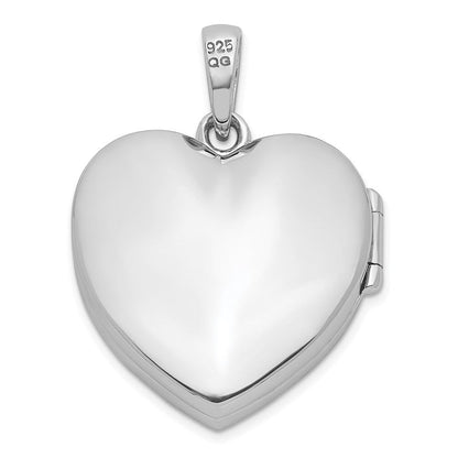 Sterlingsilber Rhodiniert Zirkonia 23mm Herz Medaillon