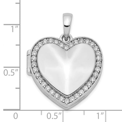 Sterlingsilber Rhodiniert Zirkonia 23mm Herz Medaillon