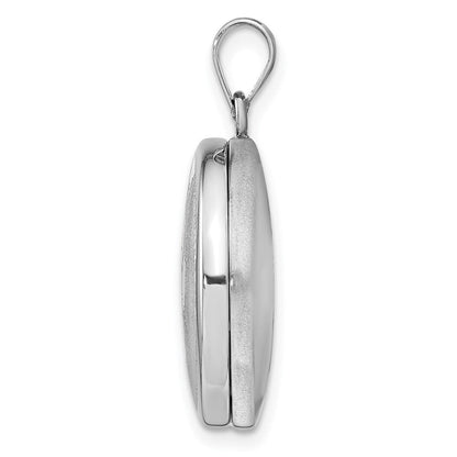Sterlingsilber Rhodium 20mm Gerillt & Poliert Pawprint Rund Medaillon