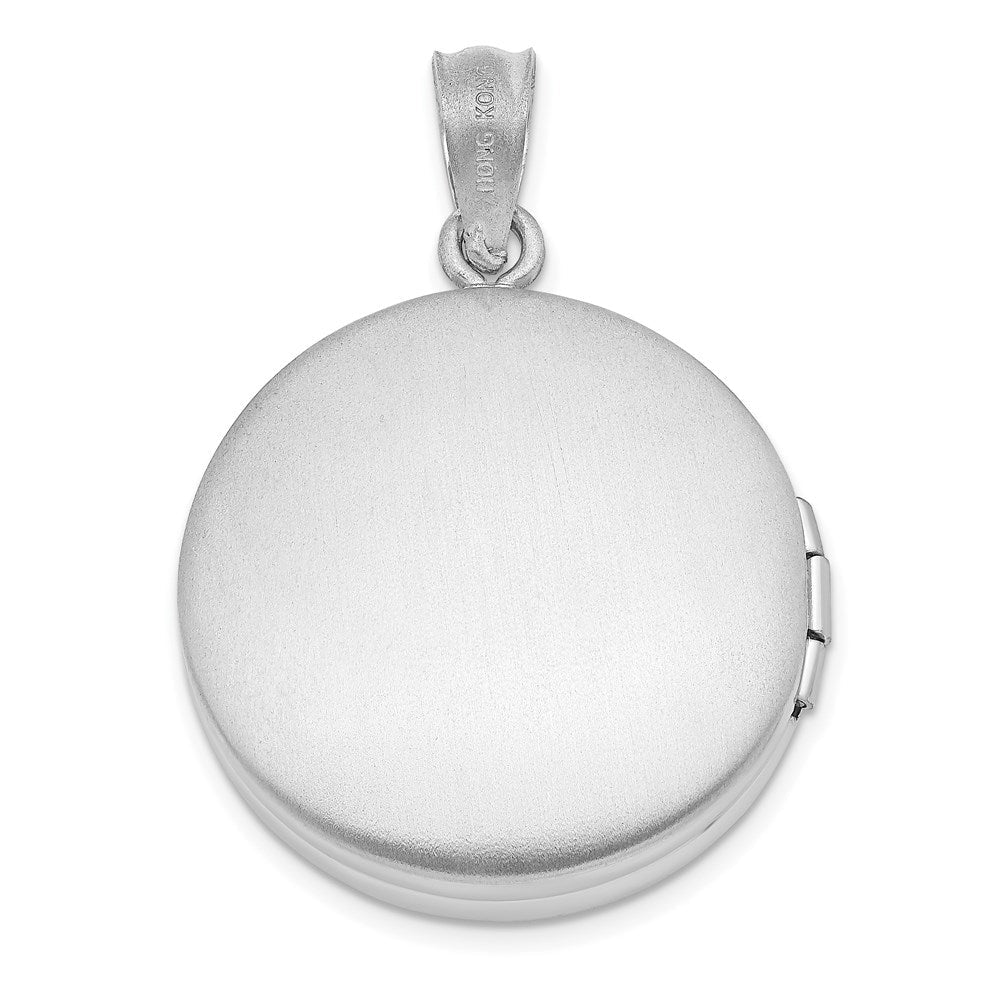 Sterlingsilber Rhodium 20mm Gerillt & Poliert Pawprint Rund Medaillon