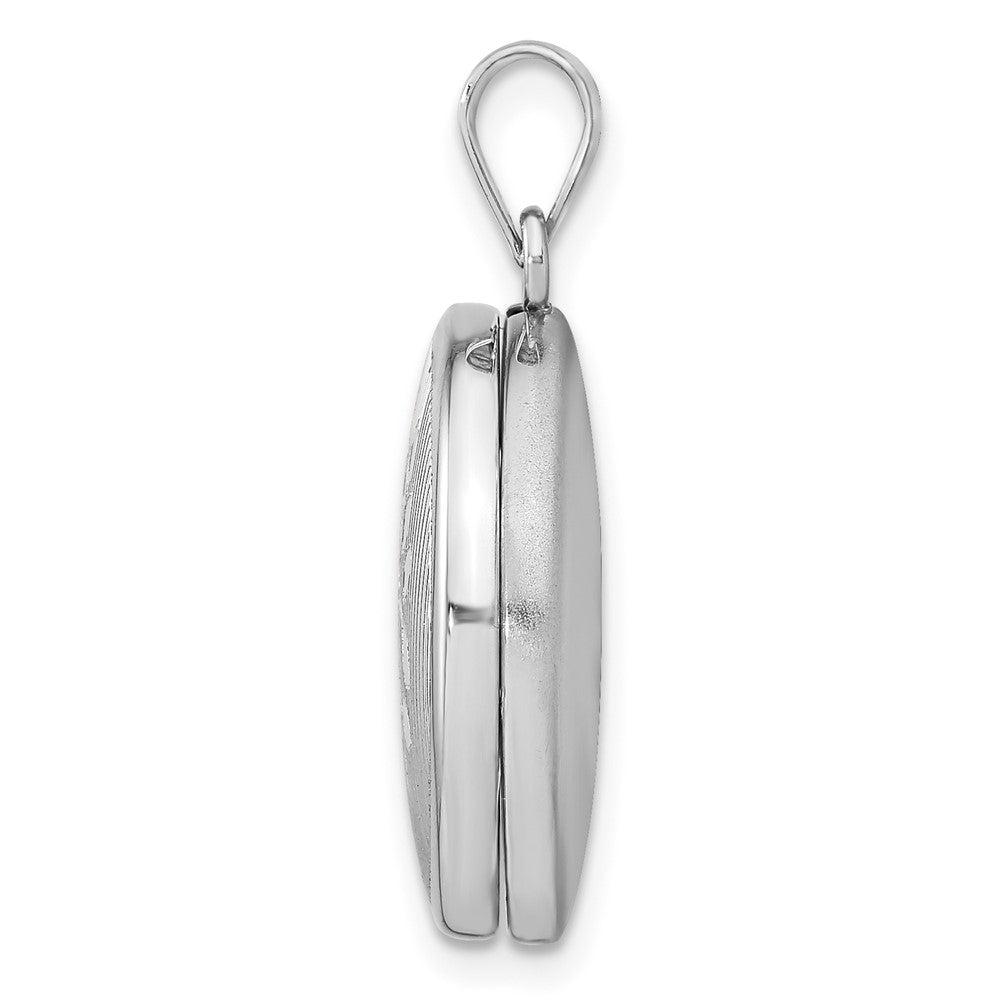 Sterlingsilber Rhodiniert 20mm Gerillt & Poliert Baum Rund Medaillon