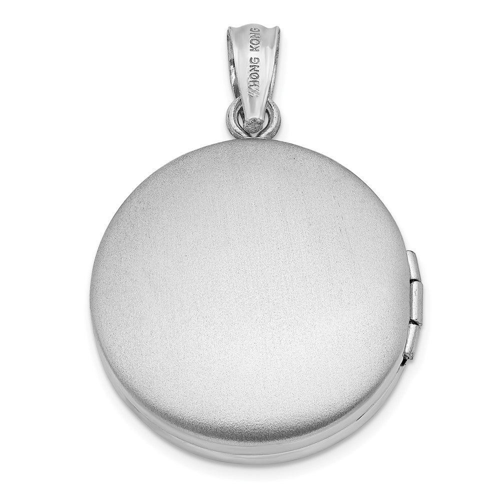 Sterlingsilber Rhodiniert 20mm Gerillt & Poliert Baum Rund Medaillon