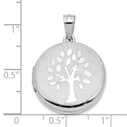 Sterlingsilber Rhodiniert 20mm Gerillt & Poliert Baum Rund Medaillon