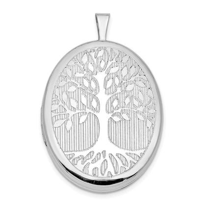 Sterlingsilber Rhodiniert Oval Baum 26mm Medaillon
