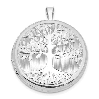 Sterlingsilber Rhodiniert Baum Design Rund Medaillon