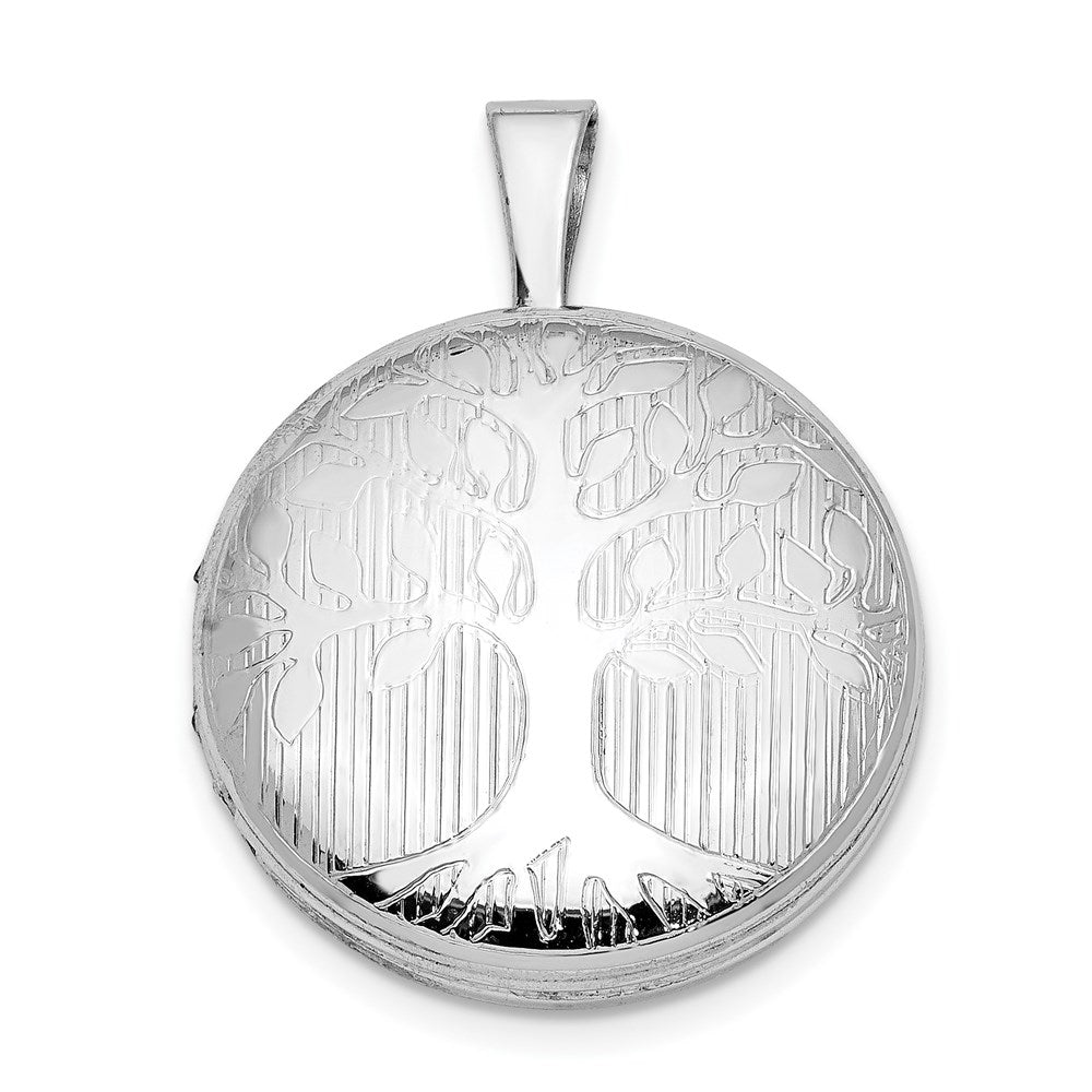 Sterlingsilber Rhodiniert Rund Baum Design Medaillon