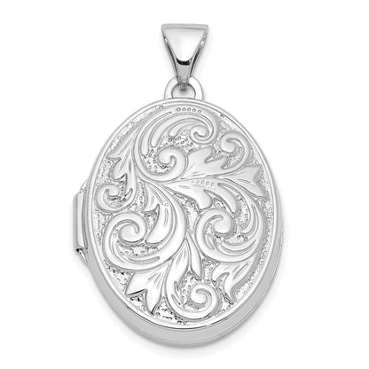 Sterlingsilber Rhodiniert 21mm Ranke Oval Liebe Immer Medaillon
