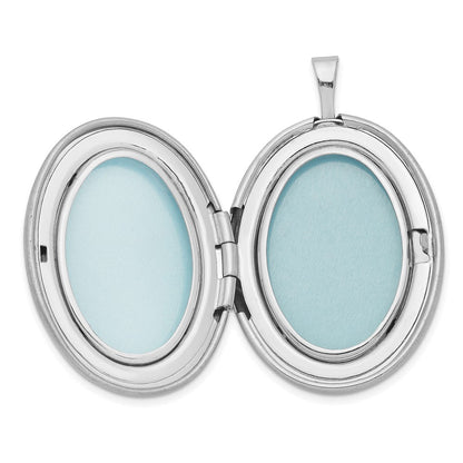Sterlingsilber Rhodiniert 26mm Satiniert/polished Emailliert Roses Mama Oval Medaillon