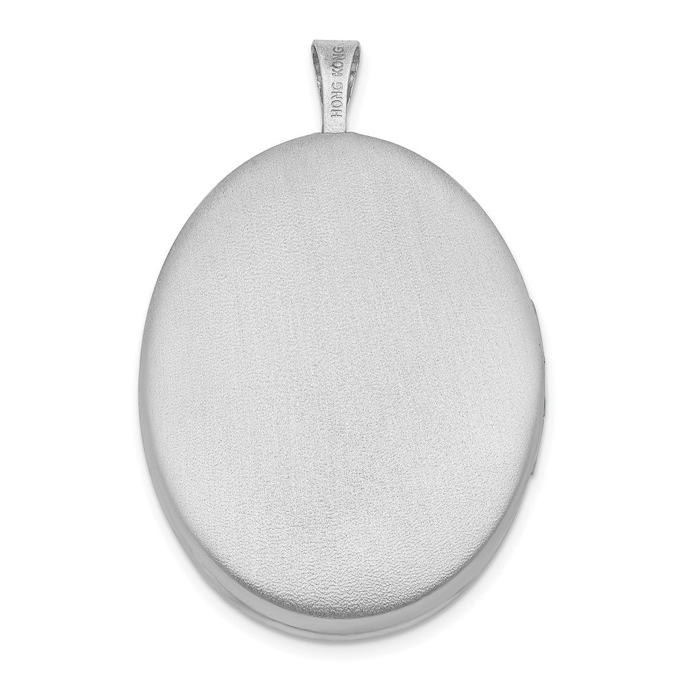 Sterlingsilber Rhodiniert 26mm Satiniert / Poliert Emailliert Blume Diamantiert Oval Medaillon