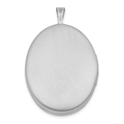 Sterlingsilber Rhodiniert 26mm Satiniert / Poliert Emailliert Blume Diamantiert Oval Medaillon