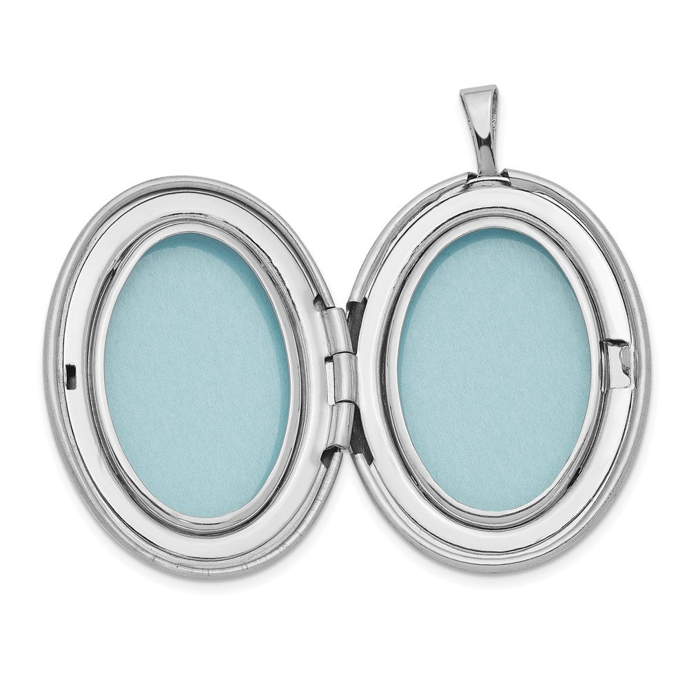 Sterlingsilber Rhodiniert 26mm Satiniert / Poliert Emailliert Blume Diamantiert Oval Medaillon