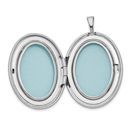 Sterlingsilber Rhodiniert 26mm Satiniert / Poliert Emailliert Blume Diamantiert Oval Medaillon