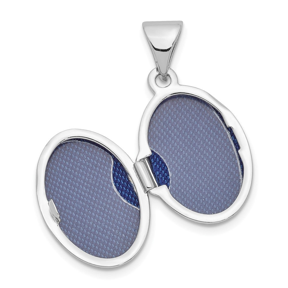 Sterlingsilber Rhodiniert 14mm Gewölbt Oval Medaillon