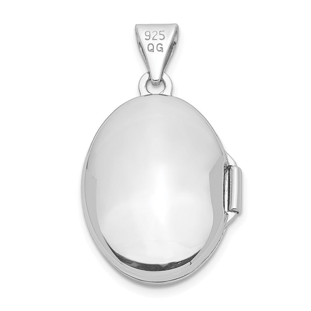 Sterlingsilber Rhodiniert Poliert 17mm Gewölbt Oval Medaillon