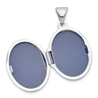 Sterlingsilber Rhodiniert Poliert 17mm Gewölbt Oval Medaillon
