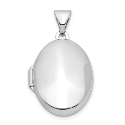 Sterlingsilber Rhodiniert Poliert 17mm Gewölbt Oval Medaillon