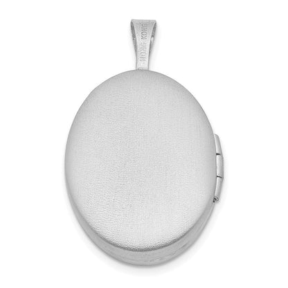 Sterlingsilber Rhodiniert 19mm Diamant Satiniert & Poliert Herz Oval Medaillon