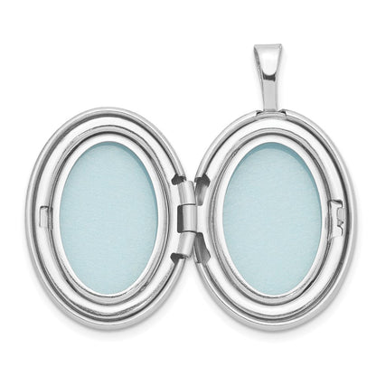 Sterlingsilber Rhodiniert 19mm Diamant Satiniert & Poliert Herz Oval Medaillon
