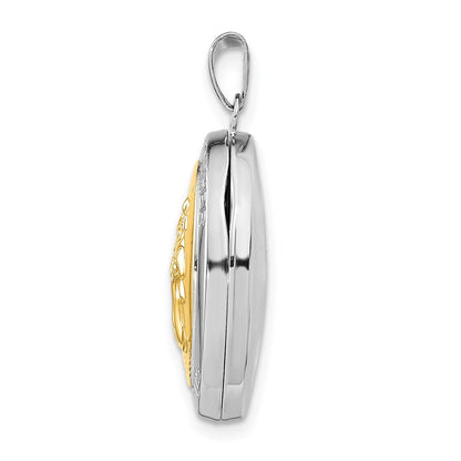 Sterlingsilber Rhodiniert mit Gelb Rhod 23mm St Christopher Oval Medaillon