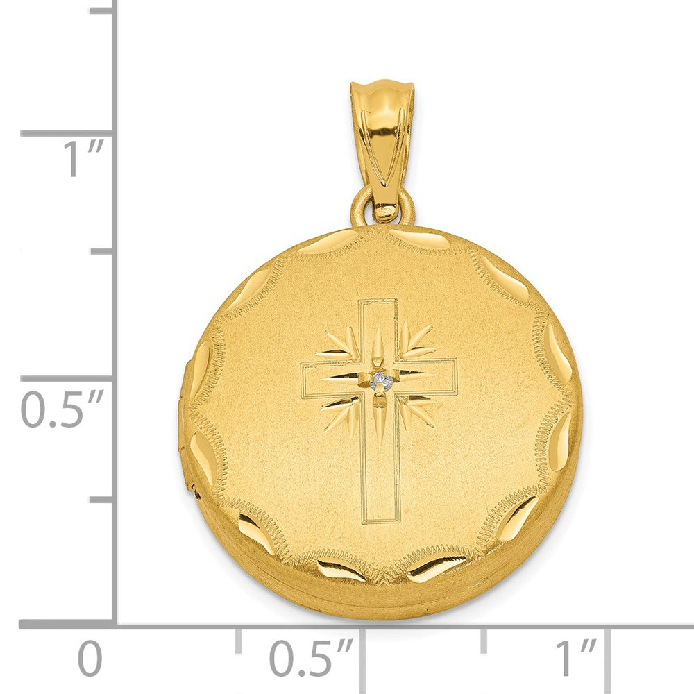 Ss/vergoldet Sterlingsilber 20mm Vergoldet Satiniert/polished Diamant Kreuz Medaillon