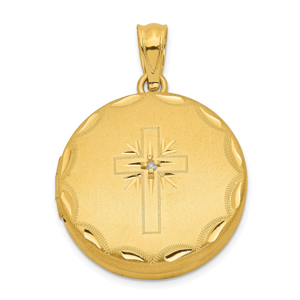 Ss/vergoldet Sterlingsilber 20mm Vergoldet Satiniert/polished Diamant Kreuz Medaillon