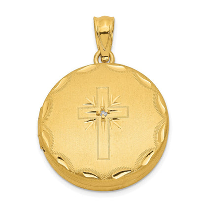 Ss/vergoldet Sterlingsilber 20mm Vergoldet Satiniert/polished Diamant Kreuz Medaillon