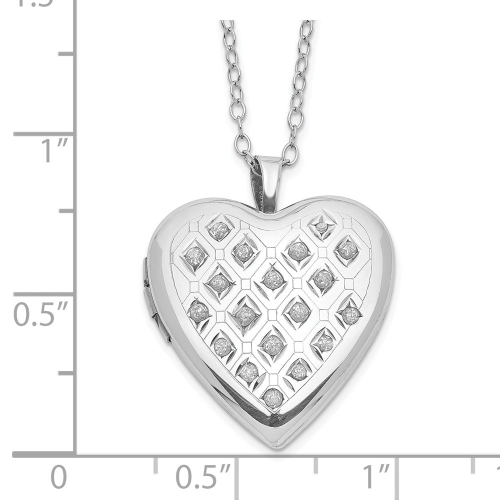 Sterlingsilber Diamant Fascination Mystique Platin-beschichtet Herz Medaillon