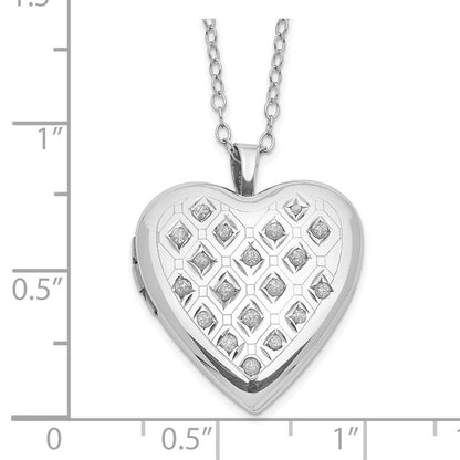 Sterlingsilber Diamant Fascination Mystique Platin-beschichtet Herz Medaillon