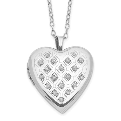 Sterlingsilber Diamant Fascination Mystique Platin-beschichtet Herz Medaillon