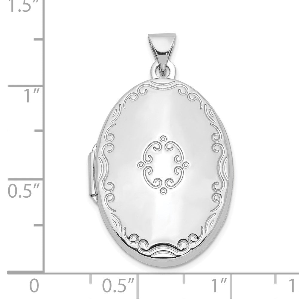 Sterlingsilber Rhodiniert 29mm Fantasie Oval Familie Medaillon