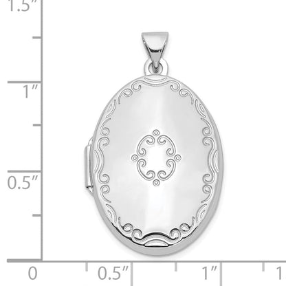 Sterlingsilber Rhodiniert 29mm Fantasie Oval Familie Medaillon