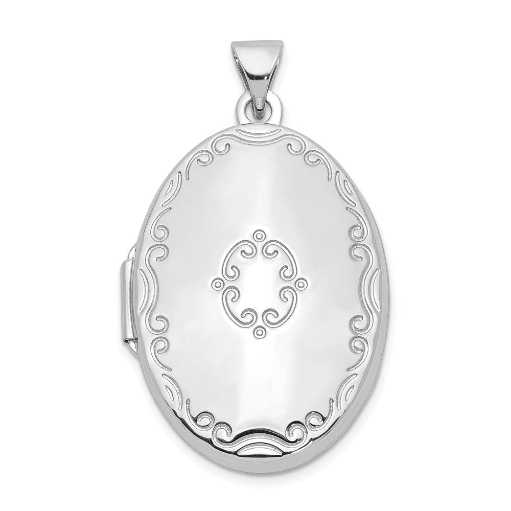 Sterlingsilber Rhodiniert 29mm Fantasie Oval Familie Medaillon