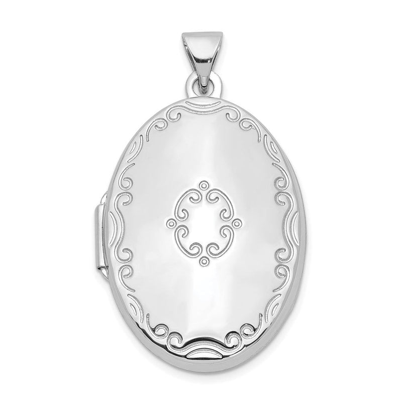 Sterlingsilber Rhodiniert 29mm Fantasie Oval Familie Medaillon