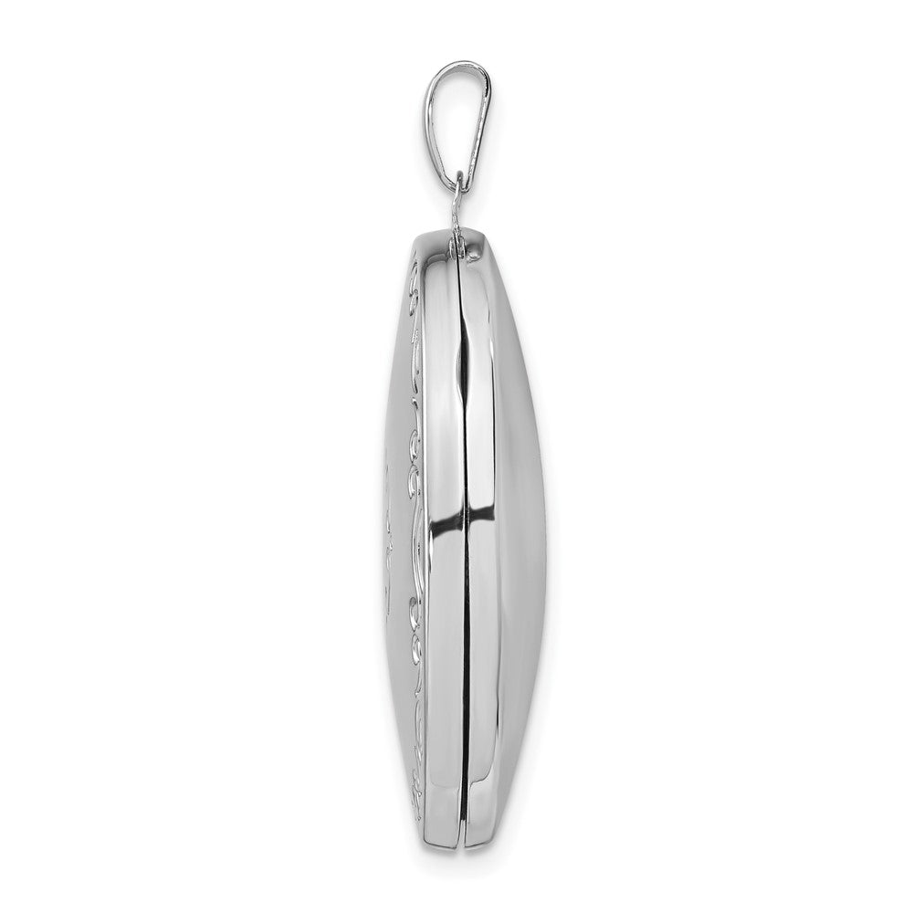 Sterlingsilber Rhodiniert Ranke Rand 33mm Oval 4 Photo Familie Medaillon