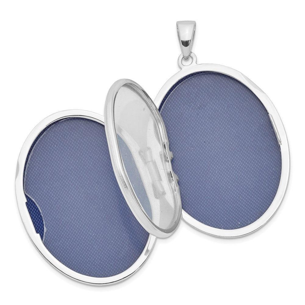 Sterlingsilber Rhodiniert Ranke Rand 33mm Oval 4 Photo Familie Medaillon
