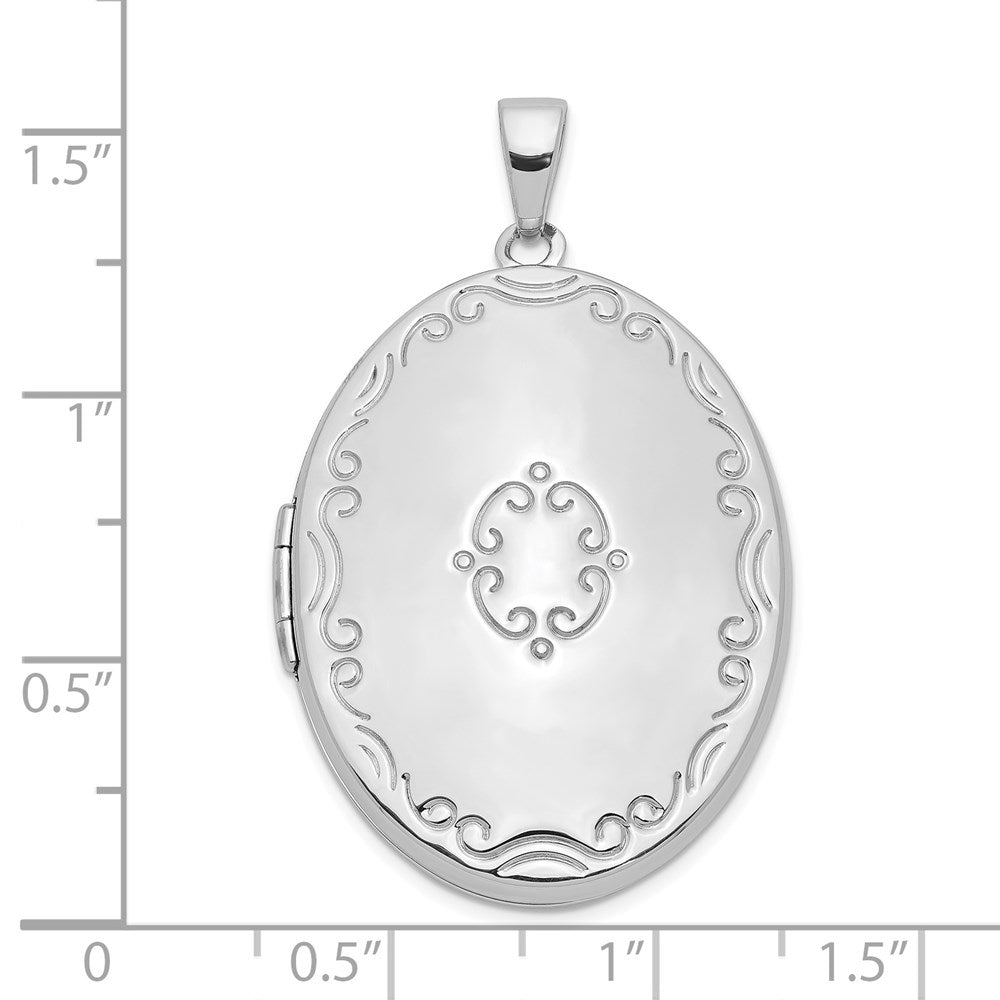 Sterlingsilber Rhodiniert Ranke Rand 33mm Oval 4 Photo Familie Medaillon