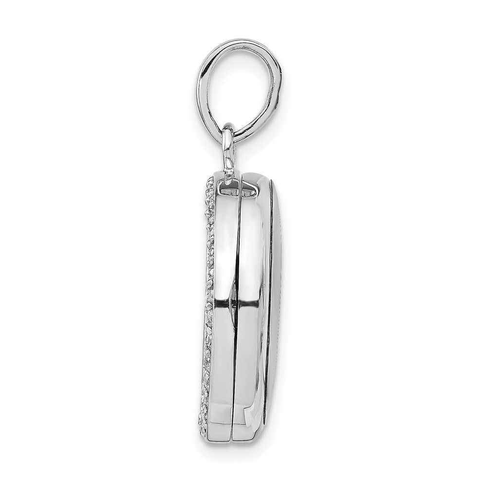 Sterlingsilber Rhodiniert Poliert Zirkonia 20mm Kreis Medaillon