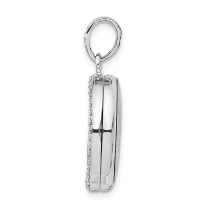 Sterlingsilber Rhodiniert Poliert Zirkonia 20mm Kreis Medaillon