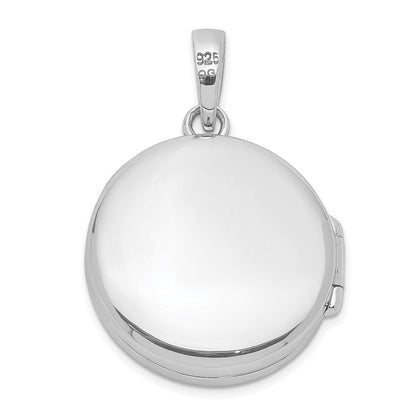 Sterlingsilber Rhodiniert Poliert Zirkonia 20mm Kreis Medaillon