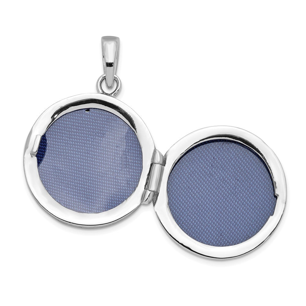 Sterlingsilber Rhodiniert Poliert Zirkonia 20mm Kreis Medaillon