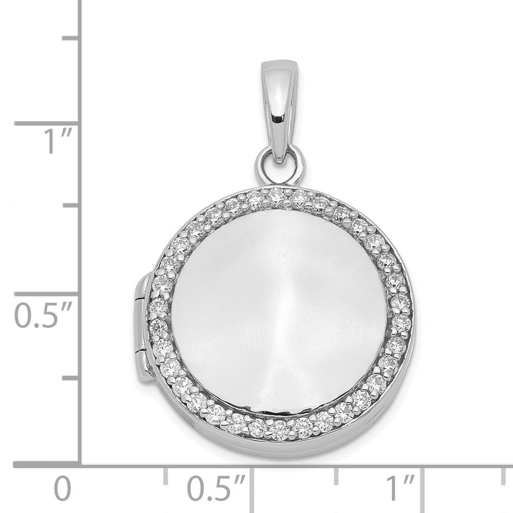 Sterlingsilber Rhodiniert Poliert Zirkonia 20mm Kreis Medaillon